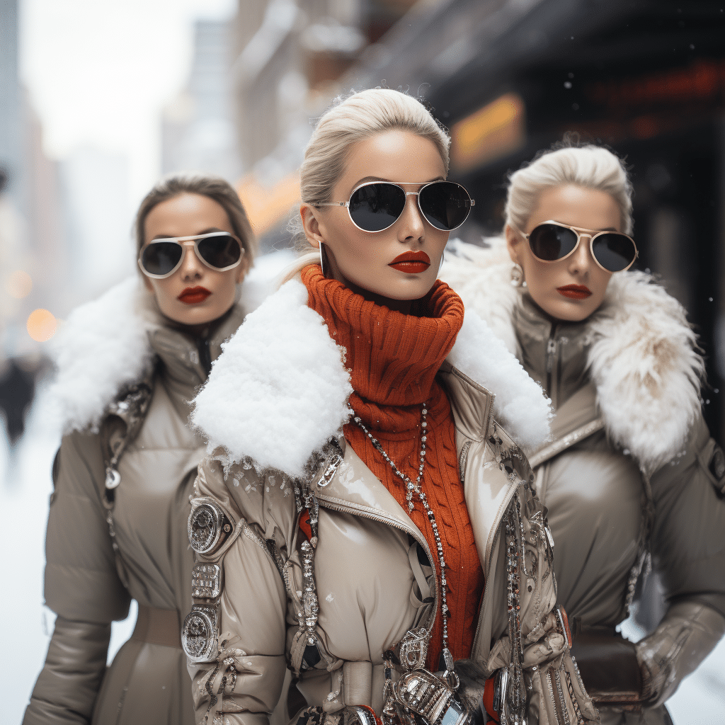 female super models in the snow