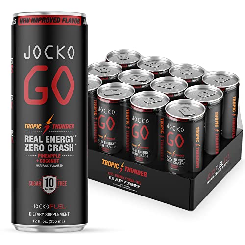 Jocko Go Energy Drink   Keto, Vitamin B, Vitamin B, Electrolytes, L Theanine, Magnesium  All Natural Energy Boost, Sugar Free Nootropic Monk Fruit Blend   Pack (Pineapple Coconut Flavor)