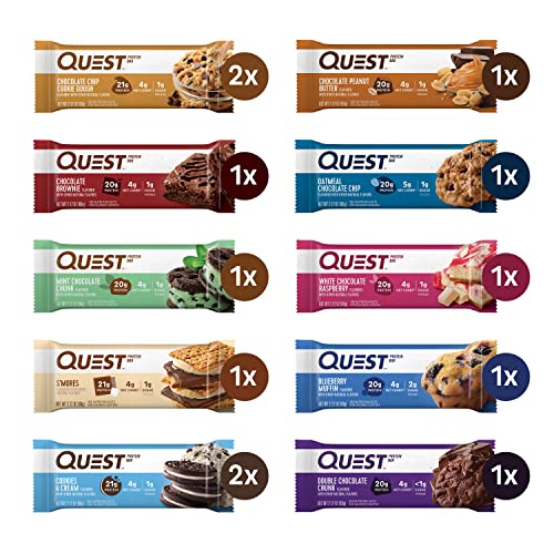 Quest Nutrition Ultimate Variety Pack Protein Bars, High Protein, Low Carb, Gluten Free, Keto Friendly, Count