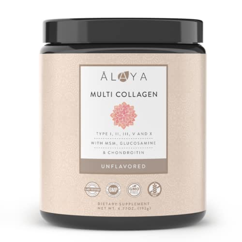 Alaya Multi Collagen Powder   Supports Hair, Skin, Nails &Amp; Bone Health For Women And Men   Types Hydrolyzed Collagen Peptides Protein Powder Supplement With Msm + Glucosamine (Ct)