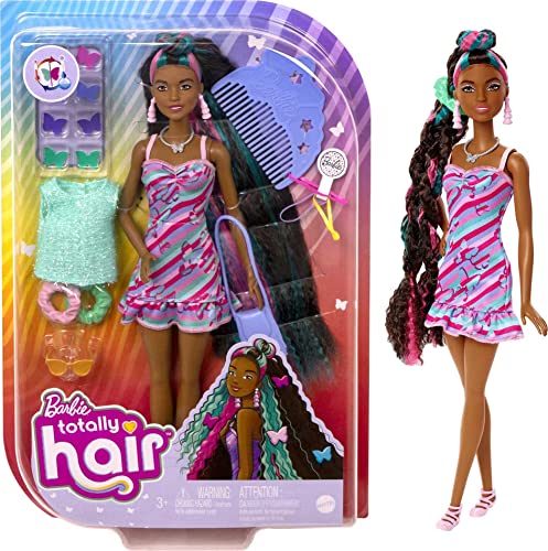 Barbie Totally Hair Doll, Butterfly Themed With Inch Fantasy Hair &Amp; Styling Accessories (With Color Change Feature)