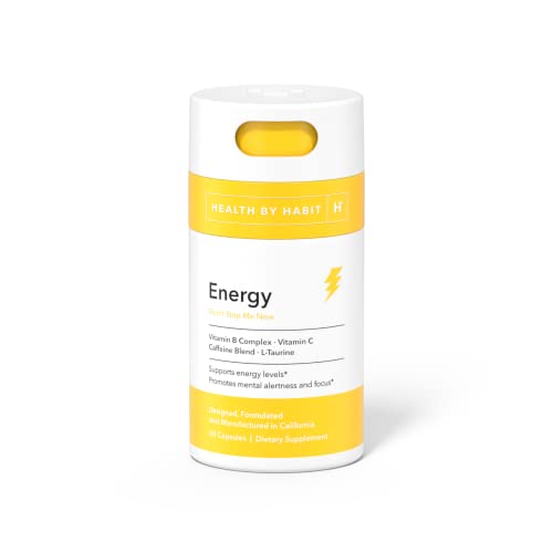 Health By Habit Energy Supplement (Capsules)   Natual Caffeine Blend, Vitamins B &Amp; C, Supports Energy Levels, Promotes Mental Alertness And Focus, Vegan, Non Gmo, Sugar Free (Pack)