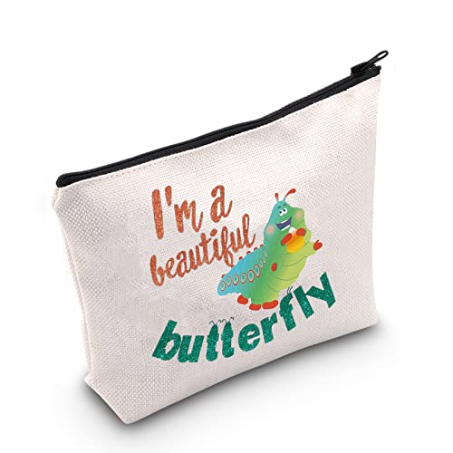 Levlo Heimlich Bug Life Cosmetic Bag Heimlich Caterpillar Fans Gift I'M A Beautiful Butterfly Makeup Zipper Pouch Bag (A Beautiful Butterfly)