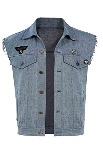 Men Steve Harrington Shirt Jacket Cosplay Costume Outfit Retro Button Up Denim Vest Jean Jacket Sleeveless Women Adult