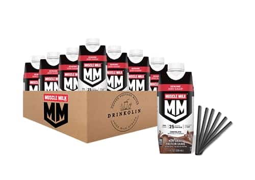 Muscle Milk Genuine Protein Shake, Chocolate, G Protein, Zero Sugar, Calcium, Vitamins A, C &Amp; D, G Fiber, Energizing Snack Genuine Protein Shake, Chocolate, Fl Oz. Pack