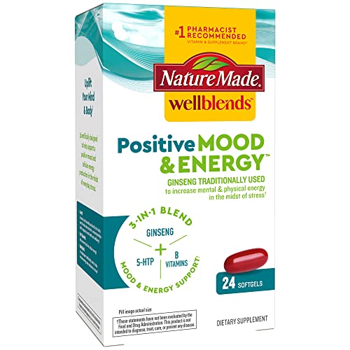 Nature Made Wellblends Positive Mood &Amp; Energy, Htp, Thiamin, Niacin, Vitamin B, Vitamin B, And Pantothenic Acid, Plus Ginseng, Softgels