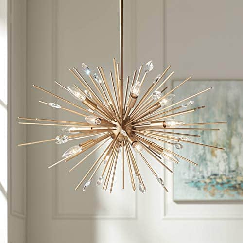 Possini Euro Design Janae Antique Gold Sputnik Chandelier Lighting Ide Modern Industrial Clear Crystal Ball Light Fixture For Dining Room House Bedroom Kitchen Island Hallway Ceilings