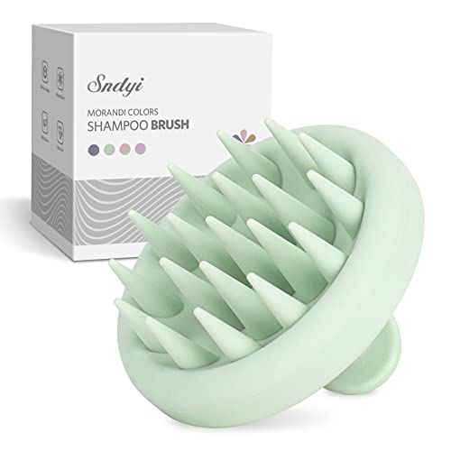 Sndyi Silicone Scalp Massager Shampoo Brush, Hair Scrubber With Soft Silicone Bristles, Scalp Scrubberexfoliator For Dandruff Removal, Wet Dry Scalp Brush For Hair Growth &Amp; Scalp Care, Fir Green