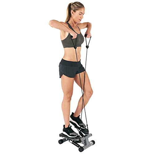 Sunny Health &Amp; Fitness Mini Stepper For Exercise Low Impact Stair Step Cardio Equipment With Resistance Bands, Digital Monitor, Optional Twist Motion Stepper