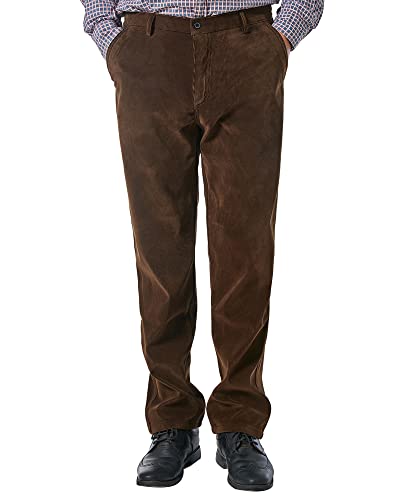 Alimens &Amp; Gentle Men'S Corduroy Pants Straight Fit Flat Front Casual Chino Pants Brown