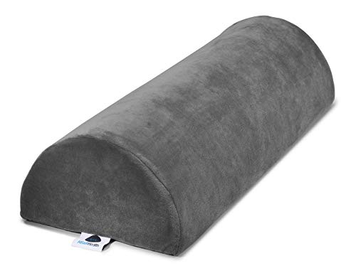 Allsett Health Large Half Moon Bolster Pillow For Legs, Knees, Lower Back And Head, Lumbar Support Pillow For Bed, Sleeping  Semi Roll For Ankle And Foot Comfort   Machine Washable Cover, Grey