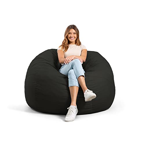 Big Joe Fuf Large Foam Filled Bean Bag Chair With Removable Cover, Black Lenox, Durable Woven Polyester, Feet Big