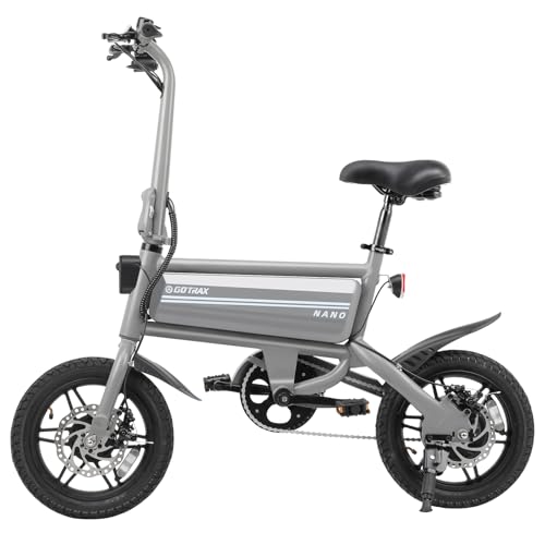 Gotrax Nano Folding Electric Bike, Max Range Iles(Pedal Assist) &Amp; Max Speed Ph, Power By  Motor, Adjustable Seat &Amp; Dual Fenders, Commuter Electric Bicycle For Adultsteens Gray