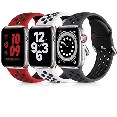 Lerobo Pack Bands Compatible For Apple Watch Mm Mm Mm Mm Mm Mm Mm,Soft Silicone Breathable Replacement Strap Sport Band Seultra Iwatch Series Omen Men