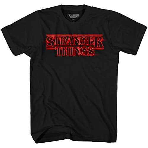 Netflix Mens Stranger Things Logo Shirt   Joyce Byers, Jim Hopper, Mike Wheeler &Amp; Eleven Tee Stranger Things T Shirt (Black, X Large)