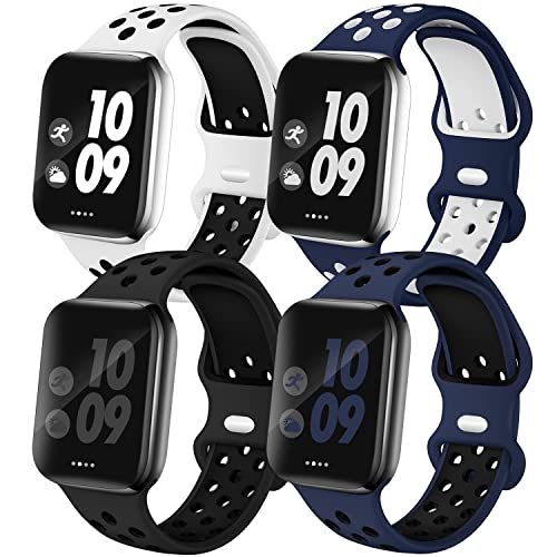 Pack Sport Bands Compatible With Apple Watch Band Mm Mm Mm Mm Mm Mm Mm For Men Women, Soft Silicone Strap Breathable Replacement Band For Iwatch Series Seultra, Nike+