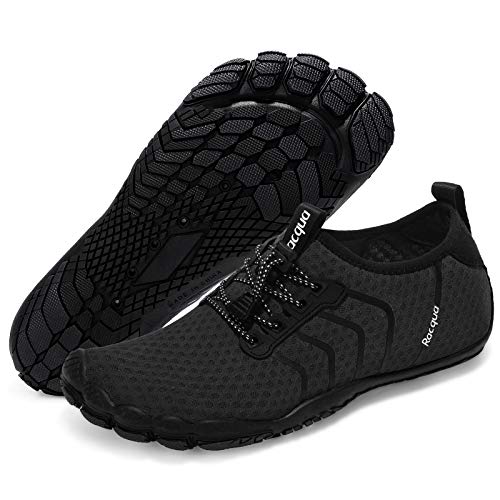 Racqua Water Shoes Quick Dry Barefoot Beach Aqua Sport Swim Surf Pool Hiking Diving Walking For Men Women Black