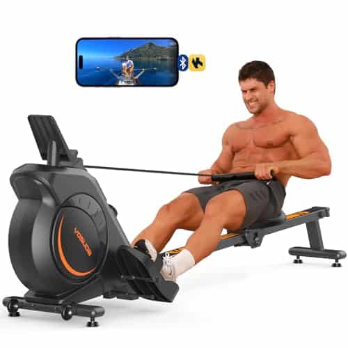 Yosuda Magnetic Rowing Machine Lb Weight Capacity   Foldable Rower For Home Use With Lcd Monitor, Tablet Holder And Comfortable Seat Cushion