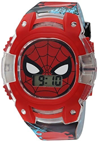 Accutime Kids Marvel Spider Man Digital Quartz Plastic Watch For Boys &Amp; Girls With Lcd Display, Redblack (Model Spd)