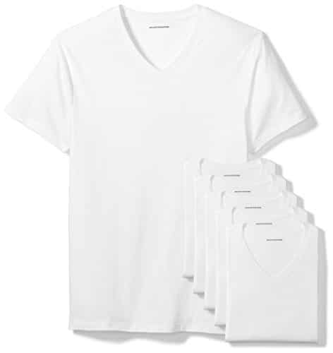 Amazon Essentials Men'S V Neck Undershirt, Pack Of , White, Large