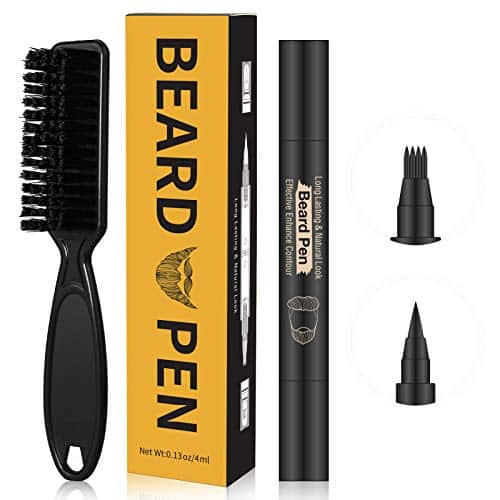 Beard Pencil Filler For Man Water Proof Beard Pen And Beard Brush Long Lasting Coverage Natural Finish, Male Mustache Repair Shape, Effective Enhance Facial Hair Black