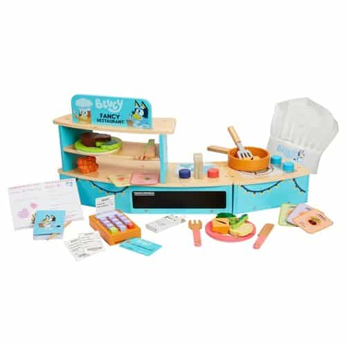 Bluey  Tabletop Restaurant  Piece Wooden Roleplay Toy With Cutlery &Amp; Pretend Food Accessories For Kids  Fsc Certified Material  Fun Imaginative Kit For Years And Up