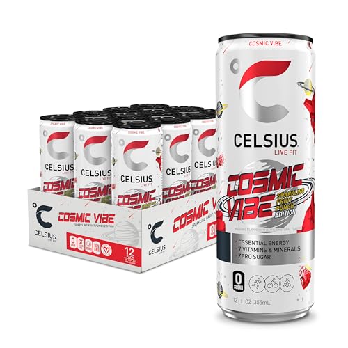 Celsius Sparkling Cosmic Vibe, Functional Essential Energy Drink Fl Oz (Pack Of )