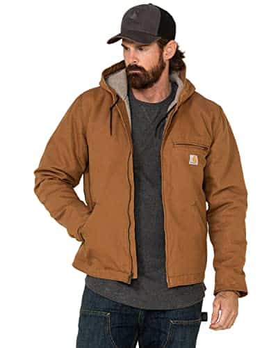 Carhartt Men'S Relaxed Fit Washed Duck Sherpa Lined Jacket, Carhartt Brown, Medium