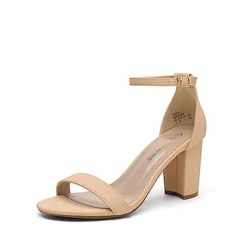 Dream Pairs Womens Chunk Low Heel Pump Sandal Nudenubuck