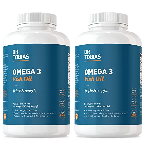 Dr. Tobias Omega Fish Oil, Mg Epa Mg Dha Omega Supplement For Heart, Brain &Amp; Immune Support, Absorbable Triple Strength Fish Oil Supplements   Mg Per Serving, Servings