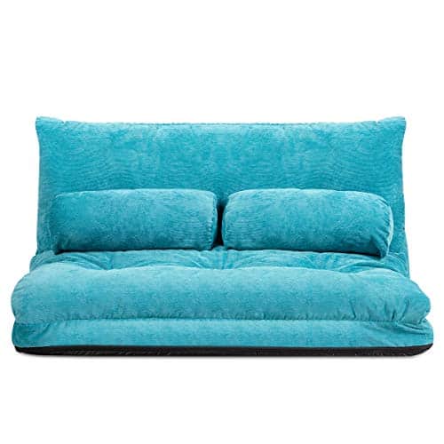 Giantex Adjustable Floor Sofa Couch With Pillows, Multi Functional Position Foldable Lazy Sofa Sleeper Bed, Multi Functional Suede Floor Seating Sofa For Reading Gaming (Blue)