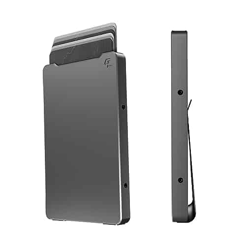 Groove Life Groove Wallet Gun Metal With Money Clip Men'S Minimalist Low Profile Aluminum Credit Card Holder With Magnetic Thumb Swipe, Rfid Blocking, Lifetime Coverage