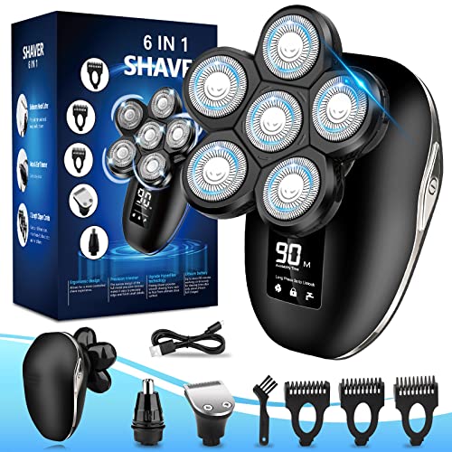 Head Shaver For Bald Men,Electric Shaver For Bald Head D Wetdry Waterproof Mens Electric Razor Head Shavers Mens Grooming Kit Cordless Rechargeable Face Head Shaving Rotary Sh