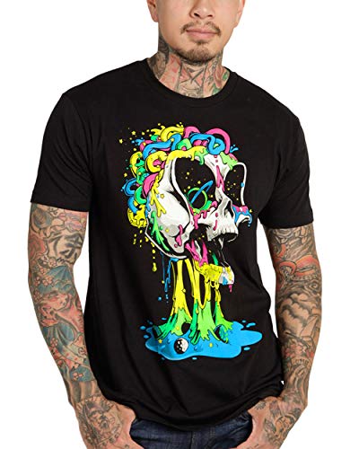 Into The Am Skeleton Design Shirts   Brain Invader Skull Graphic Tee (Black, Large)