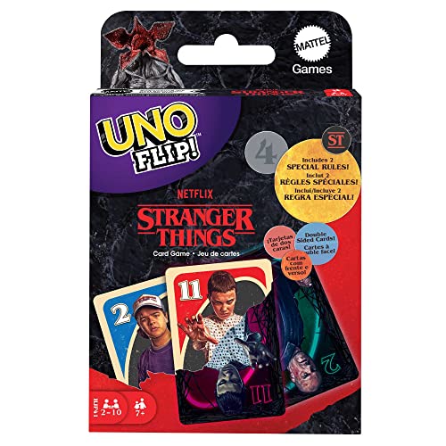 Mattel Games Uno Flip! Stranger Things Card Game With Double Sided Deck, Collectible Gift For Kid, Family &Amp; Adult Game Nights, To Players Ages Years Old &Amp; Up