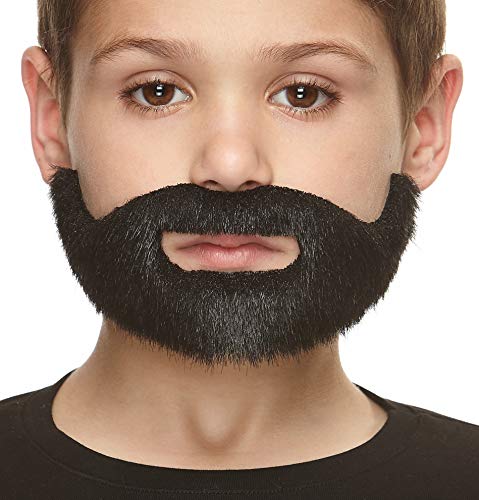 Mustaches Self Adhesive Short Boxed Fake Beard For Kids, Novelty, Small False Facial Hair, Costume Accessory For Children, Black Lustrous Color