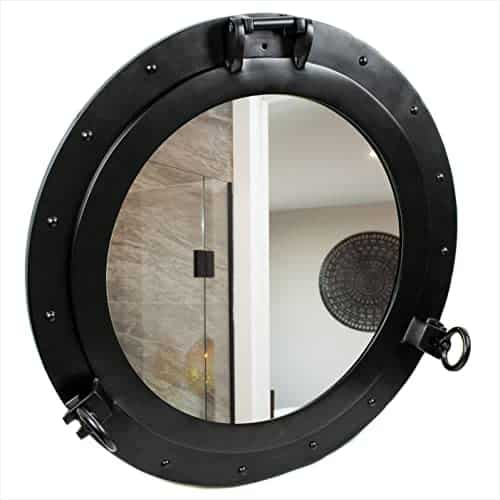 Nagina International Premium Matte Black Nautical Porthole Wall Mounted Mirrors  Maritime Ship'S Decor Window