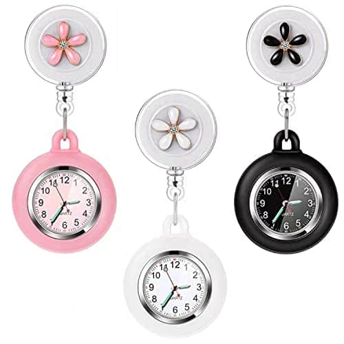 Pwosi Nurse Watch Glow Pointer In The Dark,Clip Watch,Lapel Watch,Nurse Fob Watch With Second Hand,Clip On Nursing Watch