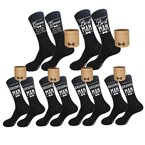 Wiffgo Groomsman Gifts For Men Wedding Gifts Novelty Socks Funny Proposal Gifts Groom Bestman % Cotton Crew Socks