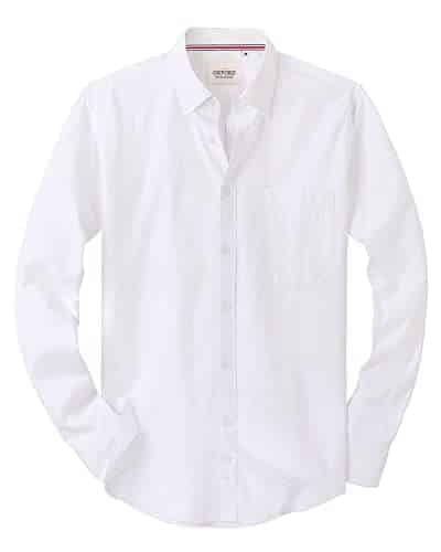 Alimens &Amp; Gentle Men'S Solid Oxford Shirt Regular Fit Long Sleeve Button Down Shirts With Pocket