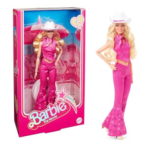 Barbie The Movie Collectible Doll Margot Robbie As In Pink Western Outfit, Pink,Silver