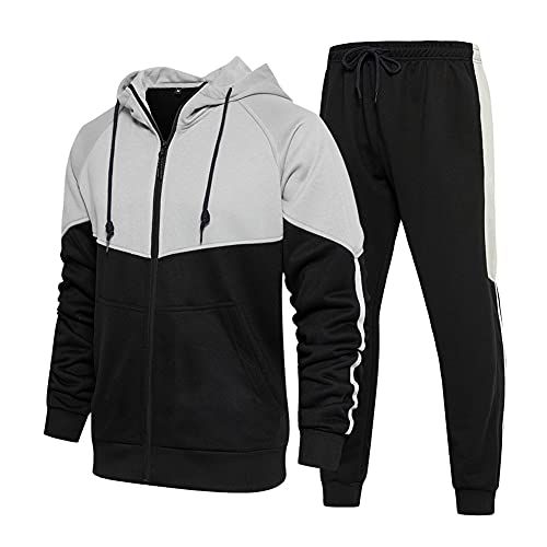 Caluomatt Tracksuit Men, Casual Outfit Athletic Sweatsuits For Men Jogging Suits Sets Pcs Black L