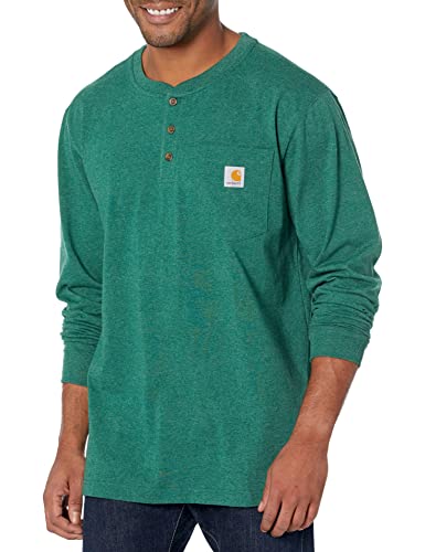 Carhartt Men'S Loose Fit Heavyweight Long Sleeve Pocket Henley T Shirt, North Woods Heather, Large