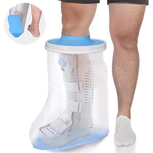 Dneouxi Waterproof Extra Wide Leg Cast Cover For Shower, Extra Large Watertight Foot Protector Cover With Non Slip Bottom For Plus Size Adults Surgery Casts Boots, Fits Leg