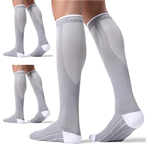 Fitrell Pairs Compression Socks For Women And Men Mmhg   Circulation And Muscle Support Socks For Travel, Running, Nurse, Grey Lxl