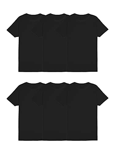 Fruit Of The Loom Men'S Eversoft Cotton Stay Tucked Crew T Shirt, Regular Pack Black, M