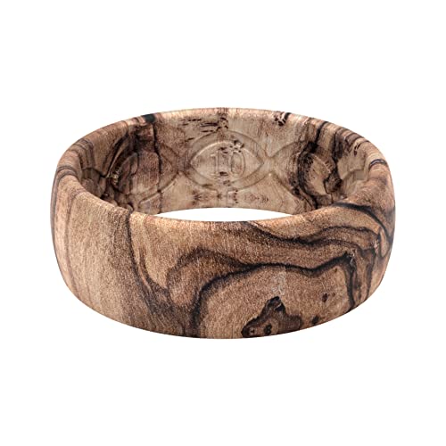 Groove Life Nomad Burled Walnut Silicone Ring Breathable Rubber Wedding Rings For Men, Lifetime Coverage, Unique Design, Comfort Fit Ring