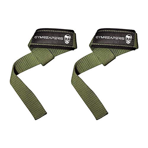 Gymreapers Lifting Wrist Straps For Weightlifting, Bodybuilding, Powerlifting, Strength Training, & Deadlifts   Padded Neoprene With Cotton (Military Green)