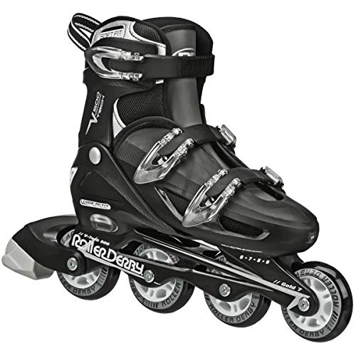 Roller Derby V Tech Inline Skates With Adjustable Sizing For Kids, Teens, And Adults, Large (), Black