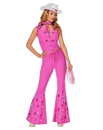 Spirit Halloween Barbie The Movie Adult Cowboy Costume   M  Officially Licensed  Cowgirl Outfit  Barbie Costume  Western Costume